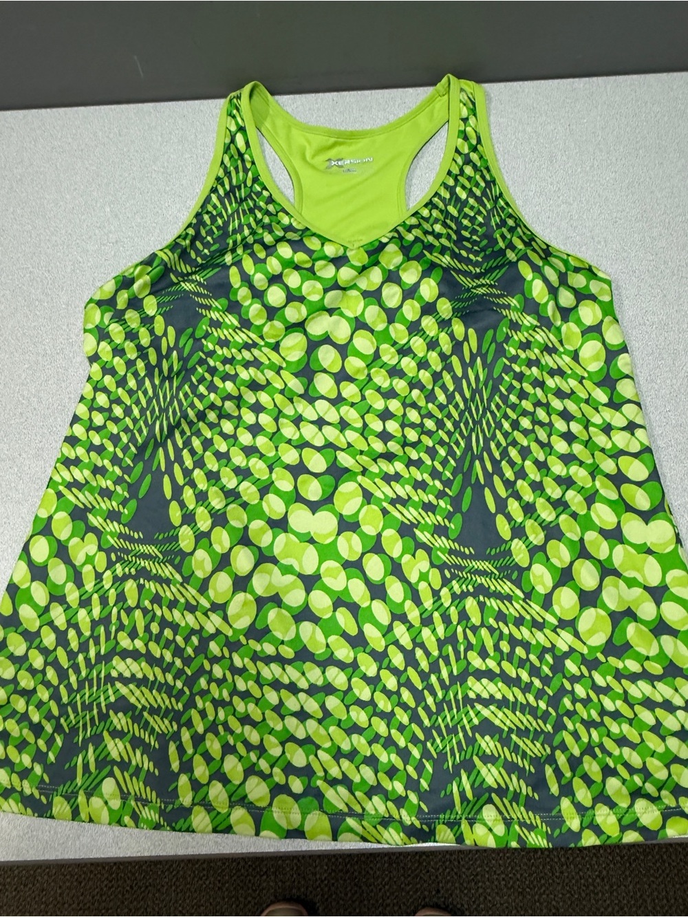 Xersion Neon Green Patterned Racerback Tank - Picture 2 of 13